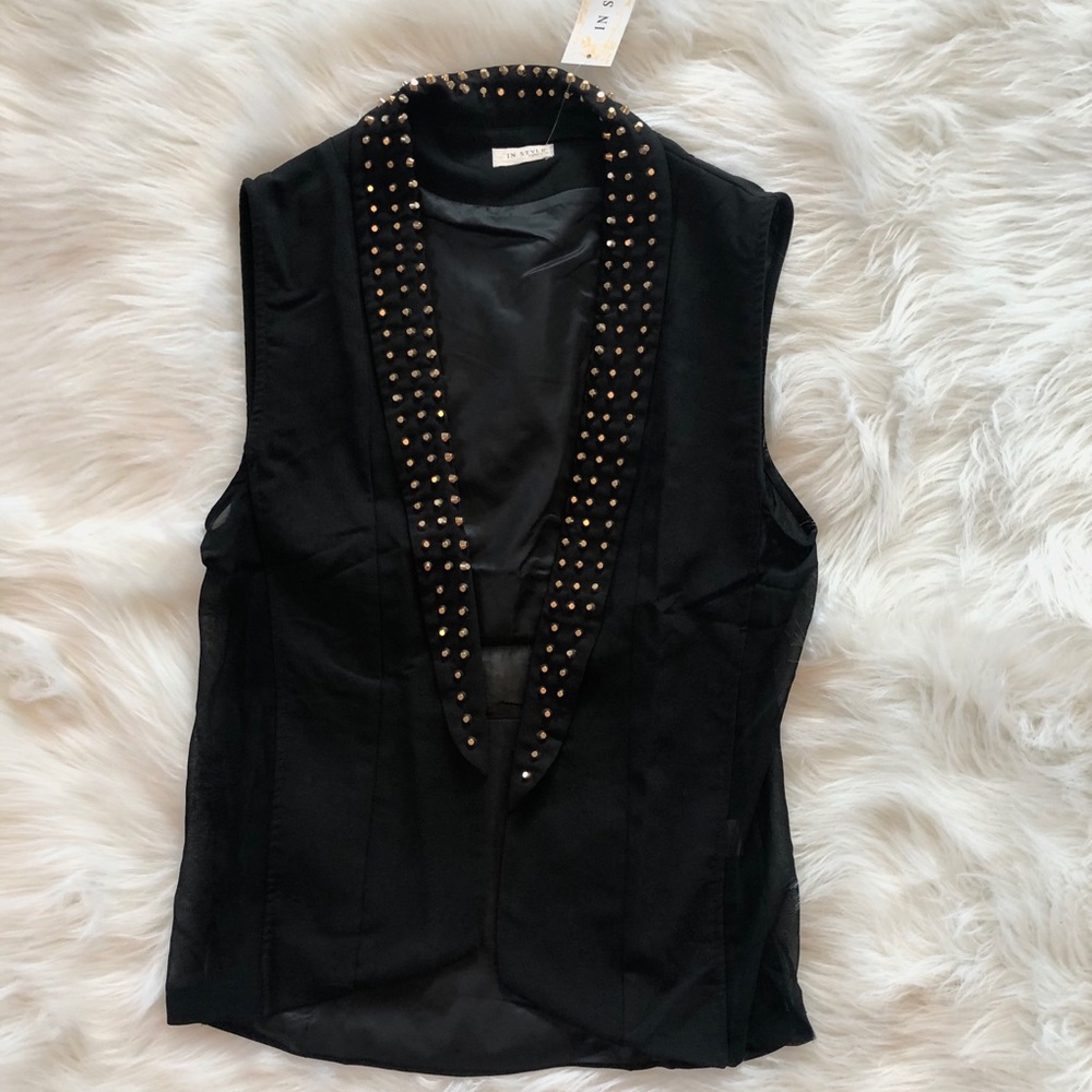 Studded Collar Black Vest